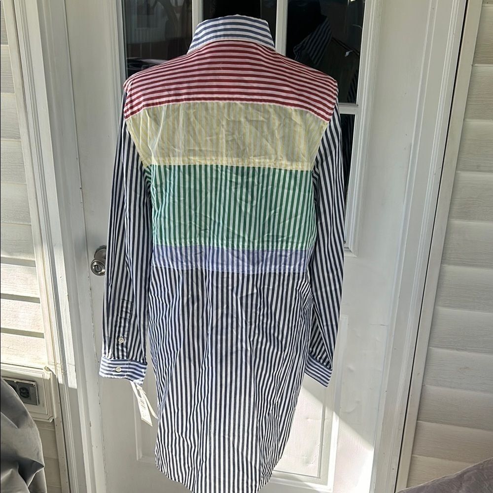 Jones New York tunic length Button Down Shirt with Asymmetrical Color E - Picture 9 of 11